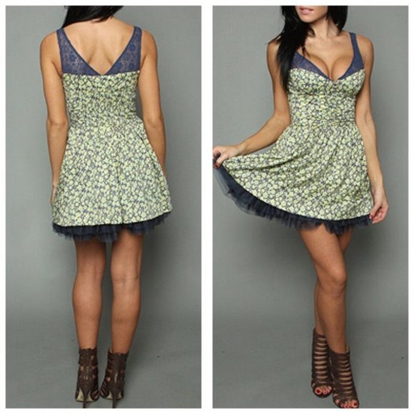 Free People Dazzling Ditzy Floral Tulle Mini Dress - Picture 1 of 8